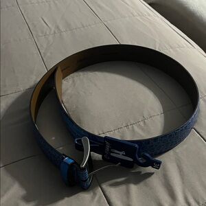 johnnie-O Azure Crocodile Embossed Belt